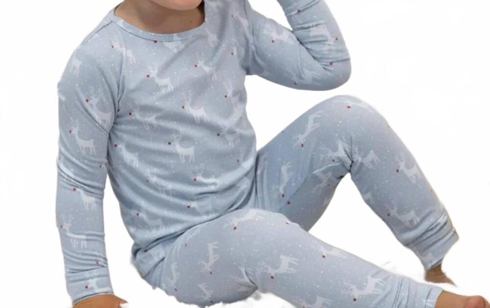 NEW SWEET BAMBOO kid's rudolph pajama set in blue